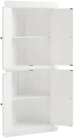 HomeStock Corner Pantry Cabinet - Tall White Kitchen Storage, 2 Stackable Units
