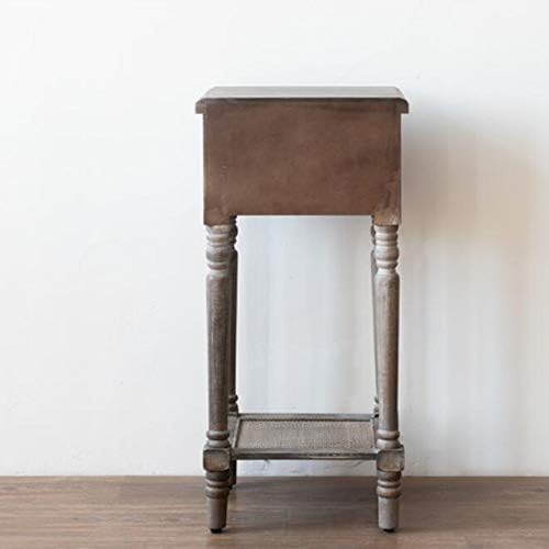 Telephone Table, Retro Sofa Small Side Table,Industrial Styleside Table,Telephone Tables,with Drawer,Side Table with Storage Shelf(Color:Retro,Size:13.9713.9729.52in)