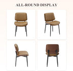 MALOL Leather Dining Chairs Set of 6, Modern Upholstered Dining Room Kitchen Chairs with Metal Legs and Wooden Back Support for Home Dining Room/Restaurant, Light Brown