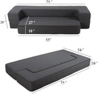 10 Inch Folding Sofa Bed Memory Foam Futon Chair Bed, Modern Fold Out Couch | Full Size Convertible Sleeper Sofa for Living Room, Foldable Floor Guest Mattress, Dark Grey
