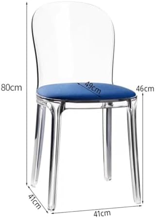 Etlegor Clear Acrylic Dining Chair, Modern Office Negotiation Chair with Seat Cushions for Kitchen, Dining Room, Outdoor Party(Clear Lake Blue)