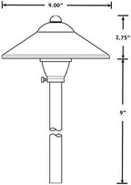 VOLT Max Spread 12V Solid Copper Mini Path Light (15" Tall, 9" Shade) with 3W 2700K Warm White G4 LED Bulb for Low Voltage Landscape Lighting on Outdoor Pathway, Walkway, Garden, Driveway or Patio