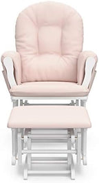 Storkcraft Premium Hoop Glider & Ottoman, White/Pink
