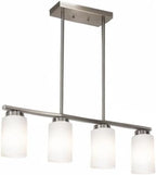 Brushed Nickel Kitchen Island Light, Farmhouse Pendant Light Fixtures with Opal White Glass Shades Modern Linear Ceiling Hanging Light for Living Room