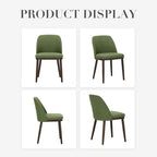 COLAMY Upholstered Dining Chairs Set of 4, Modern Kitchen Chairs with Back, Fabric Side Dining Room Chairs with Wood Legs for Farmhouce Restaurant, Green