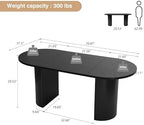 70.8 Inch Dining Table for 4-6 People, Oval Kitchen Table with Semi-Cylindrical Legs Base, Modern Farmhouse Round Dinner Tables for Dining Room Kitchen Living Room (Black)