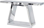 56" Silver Mirrored Console Table, Rectangle Glass Couch Behind Sofa Table with Trapezoid Base, Narrow Long Rectangular Accent Table for for Living Room Hallway Entryway Foyer Entrance