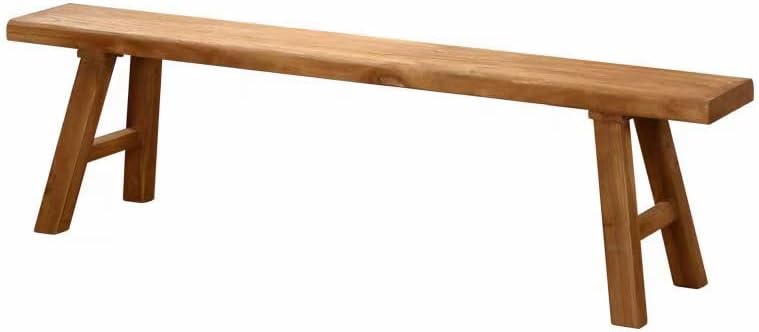 Farmhouse Solid Elm Wood Bench - Handcrafted Asian Rustic Entryway Bench for Living Room, Dining, Bedroom, 9 Sizes (Natural Finish) (160 * 26 * 45cm/63 * 10.2 * 17.7in)