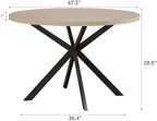 ChooChoo 47.2 Inch Round Dining Table for 4 | Farmhouse Wood Kitchen Table, Circle Dinner Table for Kitchen & Dining Room, Natural Oak