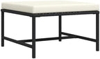Outdoor Sectional Footrest with Cushion, Black Poly Rattan Footrest for Garden Lounge Set, Weather-Resistant PE Rattan and Powder-Coated Steel Frame, Use as Ottoman or Coffee Table