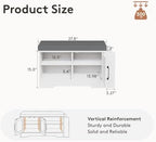Farmhouse Shoe Storage Bench with 3-in-1 Entryway Storage & Padded Seat | 27.8" Wide Entryway Bench with Adjustable Shelves, Shoe Organizer & Side Storage Rack for Living Room, Bedroom, White