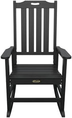 THOEOE Outdoor Rocking Chairs Set of 2, Oversized Patio Rocking Chair | HDPE Outdoor Rockers for Front Porch, Patio, Backyard, Balcony and Garden. All-Weather High Back Design, Black