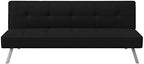 Serta® Rane Futon Sofa Bed 66.1", 3-in-1 Convertible Couch Sleeper for Small Spaces, Tufted Back, Twin Size Guest Bed, Black Woven Fabric