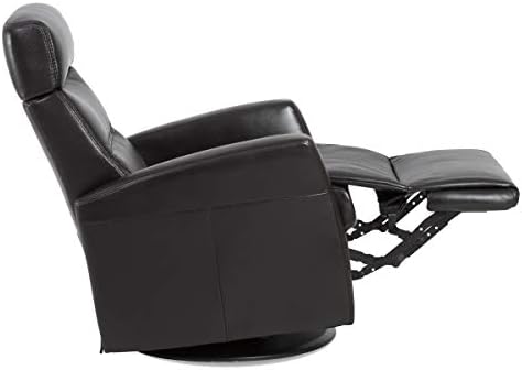 IMG Divani RG 325 Large Glider Relaxer Rocking Recliner Swivel Chair - Trend Sand Leather Manual Recline - Adjustable Headres