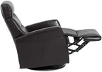 IMG Divani RG 325 Large Glider Relaxer Rocking Recliner Swivel Chair - Trend Sand Leather Manual Recline - Adjustable Headres