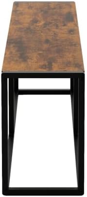 VINGLI 47.2 Inch Indoor/Outdoor Bench, Rustic Brown Dining & Patio Bench with Heavy-Duty Metal Frame, Backless Seating Bench for Dining Room, Garden, Porch, Balcony & Entryway