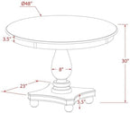 FE2-07-TP Ferris Dining Table - a Round Wooden Table Top with Pedestal Base, 48x48 Inch, Distressed Jacobean