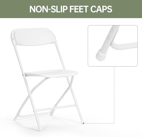 100 PCS Plastic Folding Chair, Portable Commercial Chair, Heavy-Duty Plastic Folding Chairs, Folding Chair with 350 LB Capacity for Wedding Party Outdoor Indoor White