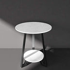 Telephone Table, Round Marble Side Table,Sofa & Console Tables,Telephone Tables,Easy to Assemble,2 Layers(Color:White,Size:19.6819.6823.62in)