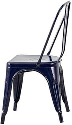 AC Pacific 18 Inch Seat Height Industrial Metal Dining Chairs, Stackable Kitchen or Bar Seat, Durable Modern Design, Versatile Accent Furniture, Set of 2, Dark Blue