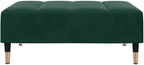 Dark Green Velvet Footstool, Stable Plywood Frame Footrest for Sofa or Recliner, Cozy and Compact Stool for Living Room