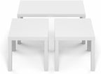 Pemberly Row 3-Piece Living Room Table Set, Includes Coffee Table & 2 Side Tables, Durable Engineered Wood, White Finish, Thick Tabletops, Modern Design, Sturdy Furniture for Living Room or Office