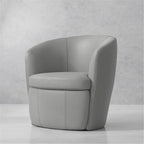 Pemberly Set of 2 Steamboat Ice All Italian Leather Swivel Club Chair