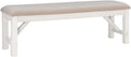 Pemberly Row 60" Wood/Fabric Bench, Smokey White Finish, Beige Upholstery, Transitional Style, Stain-Resistant Seat, Durable Construction, Comfortable Seating for Kitchen or Dining Room