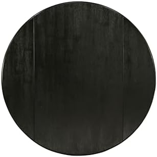 East West Furniture DLT-ABK-TP Dublin Dining Table - a Round Wooden Table Top with Dropleaf & Pedestal Base, 42x42 Inch, Wirebrushed Black