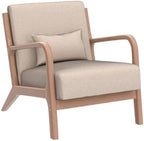 INZOY Mid-Century Modern Accent Chair Set of 2, Upholstered Living Room Chairs with Waist Cushion, Reading Armchair for Bedroom Sunroom