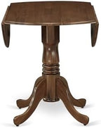 East West Furniture DLT-AWA-TP Dublin Dining Room Table - a Round Solid Wood Table Top with Dropleaf & Pedestal Base, 42x42 Inch, Walnut