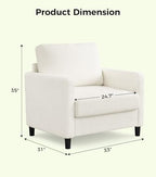 Welzona Sofa Accent Chair, 33" Reading Chair, Comfy Teddy Arm Chairs | Comfy Teddy Fabric, Tool-free Setup, Washable Covers, All-wood Couch Chairs for Living Room, Bedroom, Reading Nook, Beige