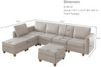 EASE MOOSE Leather Sectional L Shaped Sofa with Storage Ottomans, Whitesand | Faux Leather Modular Sectional sofa with Storage, Material Scratch Resistant ,Freely combinable,Convertible sofa bed