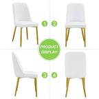 Modern Dining Chairs Set of 4,Upholstered Dining Room Chairs,Kitchen Chairs with Soft Backrest & Gold Metal Legs,Armless Dining Chairs for Kitchen Dining Living Room, White