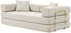 4-in-1 Folding Convertible Sofa Bed, 78 Inch Couch with Fixed-Shape Frame, Corduroy Loveseat Sleeper with Pull Out Bed, Floor Sofa Modular Futon Couch for Living Room Bedroom Lounge (Beige)