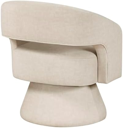 Lexicon Swivel Accent Chair, Modern Velvet Round Barrel Chair, Taupe | Swivel Chair with Open Back, Plush Foam Cushions, Metal Swivel Base for Living Room/Bedroom/Office/Small Spaces