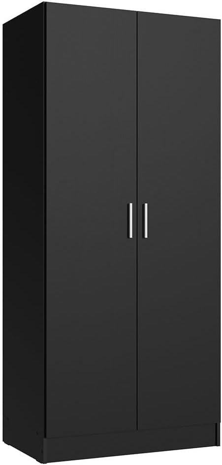 Madesa Kitchen Pantry Storage Cabinet with 2 Doors, Ample Shelf and Hanging Space 31 Inch Utility Armoire Organization Unit - Black