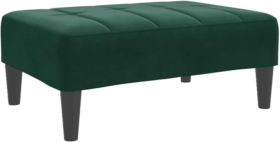 Velvet Footstool Dark Green 30.3x21.7x12.2 Inches, Stable Plywood Frame Footrest for Sofa or Recliner, Cozy and Compact Stool for Living Room