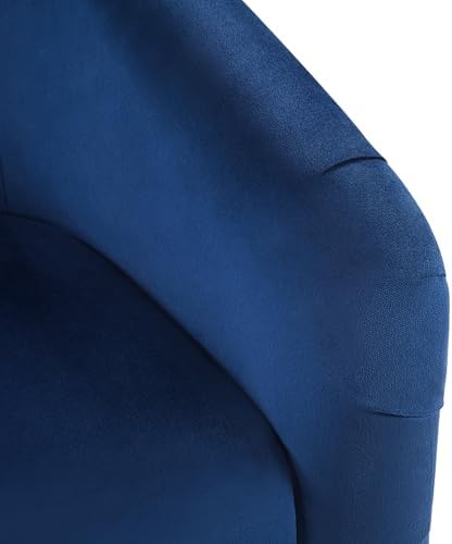 Yaheetech Small 25.5in Wide Velvet Barrel Accent Chair Bedroom, Navy Blue | Compact Cozy Barrel Chairs with a Curved Silhouette, Upholstered Furry Armchair for Small Spaces, Living Room Bedroom Corner