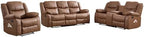 EBELLO 3 Pieces Faux Leather Recliner Sofa Furniture Set, Includes a Manual Reclining 1 Seat Chair, a Loveseat and a 3 Seat Couch, with Cup Holders and Storage for Living Room, Brown