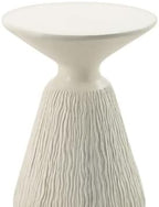 φ16 Natural White Finish Fiber Concrete Accent Table, Round Side Table for Living Room, Engineered Stone Pedestal End Table for Bedroom Small Space, No Assembly Request - White