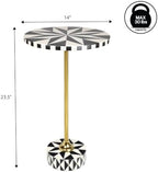 JONATHAN Y Calix 23.5" Round Compass Rose Pedestal Drink Table, Black | Modern Art Deco Style, Glossy Gold Metal Candlestick Leg, Ideal For Small Spaces, Living Room Or Bedroom, Spill-Proof Top