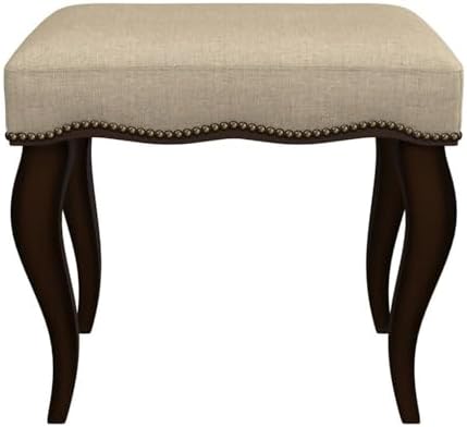Hillsdale Hamilton Wood and Upholstered Backless Vanity Stool for Makeup Room and Bathroom, Burnished Oak