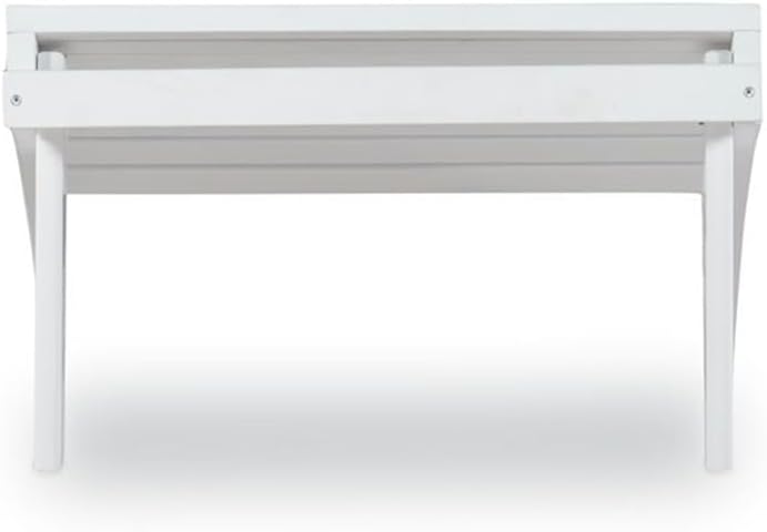 Hawthorne Collections Transitional Outdoor Ottoman, 21.66" W x 21.06" D x 13.78" H, Solid Wood and Acacia, White Finish, Sturdy Patio Furniture Footrest, Complement to Adirondack or Outdoor Seating