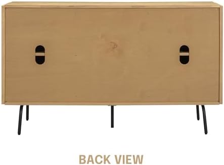 NTC MOSSIC Sideboard with 2 Doors and 3 Drawers, Buffet Cabinet with Natural Rattan and Metal Legs, Modern Storage Cabinet for Living Room, and Hallway, Effortless Assembly, Sand