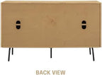 NTC MOSSIC Sideboard with 2 Doors and 3 Drawers, Buffet Cabinet with Natural Rattan and Metal Legs, Modern Storage Cabinet for Living Room, and Hallway, Effortless Assembly, Sand