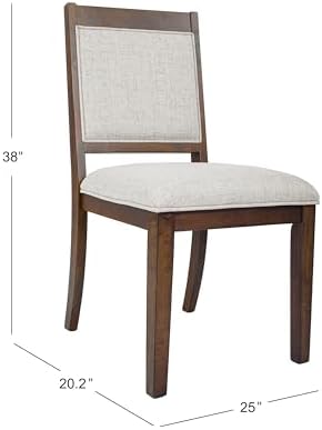 HomePop Open Back Upholstered Wood Frame Dining Chairs -Neutral Textured Solid (Set of 2)