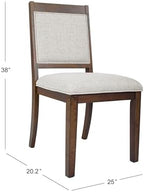 HomePop Open Back Upholstered Wood Frame Dining Chairs -Neutral Textured Solid (Set of 2)