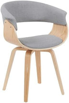 Armen Living Summer Mid-Century Upholstered Dining Chair in Grey and Patterned Oak Finish