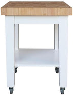 Pemberly Row Parawood Kitchen Island, 24" W x 24" D x 33" H, Solid Rubberwood Construction, Counter-Height Workspace, 4 Casters with 2 Locking, Traditional Elegant Design for Functional Kitchen Use